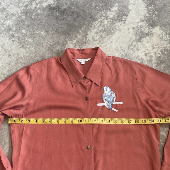 Parory Dress Womens Size 14 Button Front Collared Embroidered‎ Long Sleeve Pink - Picture 3 of 14